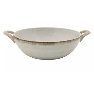 Everyday Decor Wicker Handle Ceramic Bowl Brand New 3 3/4"H X 12 7/8"W X 9 3/4"D